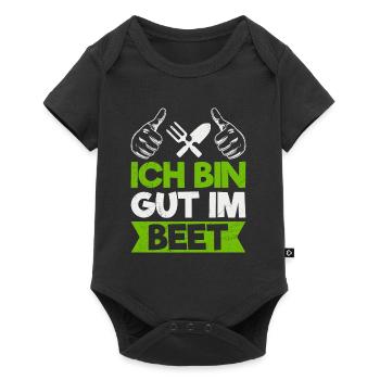 Ich bin gut im Beet Gartenarbeit Gärtner - Baby Premium Kurzarmbody - Schwarz - Vorne