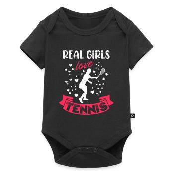 Les vraies filles adorent les femmes de tennis - Body à manches courtes Premium Bébé - noir - Devant