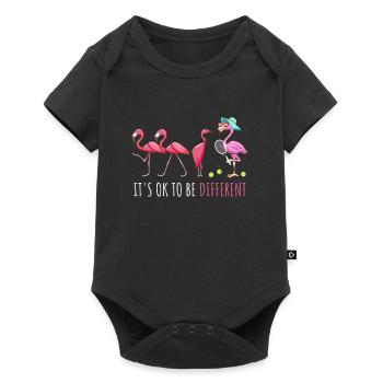 Tennis Damen Tennisspielerin Tennis Flamingo - Baby Premium Kurzarmbody - Schwarz - Vorne