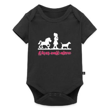 Pferd Hund Reiterin Pferde Mädchen - Baby Premium Kurzarmbody - Schwarz - Vorne