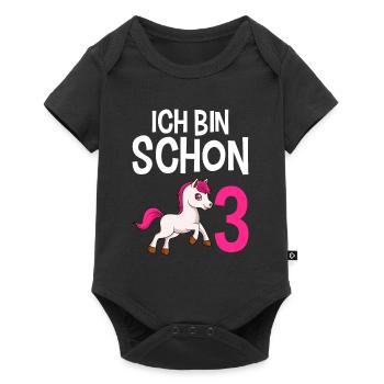 3 Jahre Mädchen 3. Geburtstag Mädchen - Baby Premium Kurzarmbody - Schwarz - Vorne