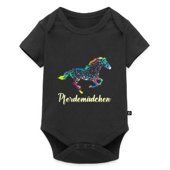 Pferdemädchen Reiterin Pferde Mädchen - Baby Premium Kurzarmbody - Schwarz - Vorne
