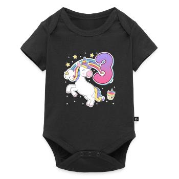3. Geburtstag Mädchen Pferde Mädchen 3 Jahre - Baby Premium Kurzarmbody - Schwarz - Vorne