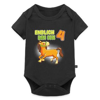 4. Geburtstag Mädchen 4 Jahre Pferdemädchen - Baby Premium Kurzarmbody - Schwarz - Vorne