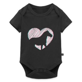 Dressurreiten Voltigieren Reiter Pferde Mädchen - Baby Premium Kurzarmbody - Schwarz - Vorne