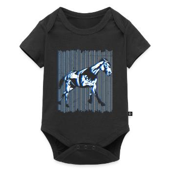 Dressurreiten Voltigieren Reiter Pferde Mädchen - Baby Premium Kurzarmbody - Schwarz - Vorne