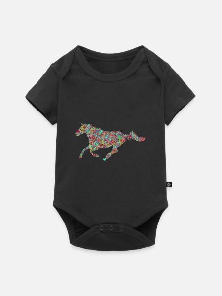 Dressage Cavaliers Cavaliers Chevaux Filles - Body à manches courtes Premium Bébé - noir