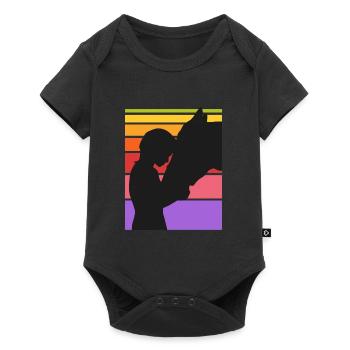 Cavalier Cheval Amour Chevaux Filles Sport équestre - Body à manches courtes Premium Bébé - noir - Devant