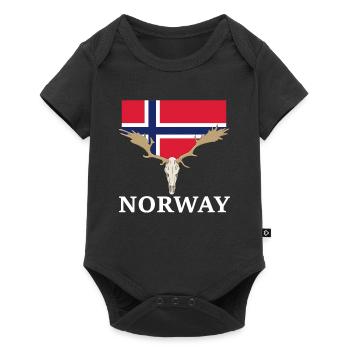 Norwegen Elche Flagge Expedition Oslo Urlaub - Baby Premium Kurzarmbody - Schwarz - Vorne