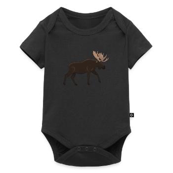 Norwegen Elch Natur wandern Expedition Oslo Urlaub - Baby Premium Kurzarmbody - Schwarz - Vorne