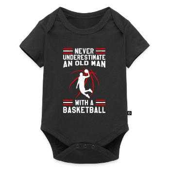 Never underestimate old man with basketball - Baby Premium short-sleeve bodysuit - black - Front