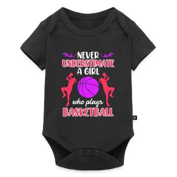 Never underestimate a female basketball player - Baby Premium short-sleeve bodysuit - black - Front
