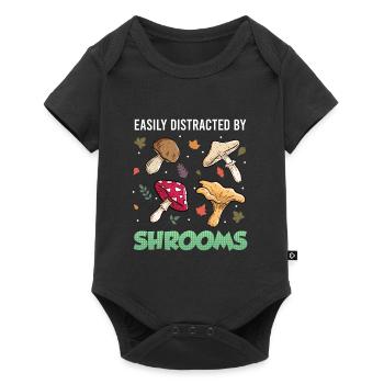 Easily distracted by Shrooms Mushroom Picker - Baby Premium short-sleeve bodysuit - black - Front