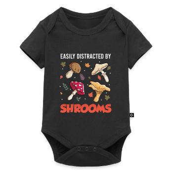 Easily distracted by Shrooms Mushroom Picker - Baby Premium short-sleeve bodysuit - black - Front