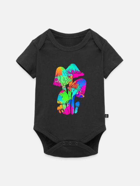 Bunte Pilze Party Pilz Pilzsammler - Baby Premium Kurzarmbody - Schwarz