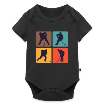 Joueur de hockey sur glace vintage - Body à manches courtes Premium Bébé - noir - Devant