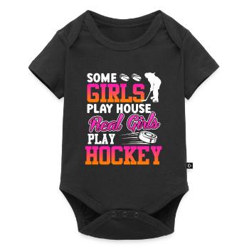 Les vraies filles jouent au hockey - Body à manches courtes Premium Bébé - noir - Devant