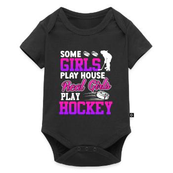 Les vraies filles jouent au hockey - Body à manches courtes Premium Bébé - noir - Devant