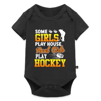 Les vraies filles jouent au hockey - Body à manches courtes Premium Bébé - noir - Devant