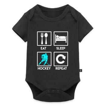 Manger sleep hockey Répéter le hockey sur glace - Body à manches courtes Premium Bébé - noir - Devant