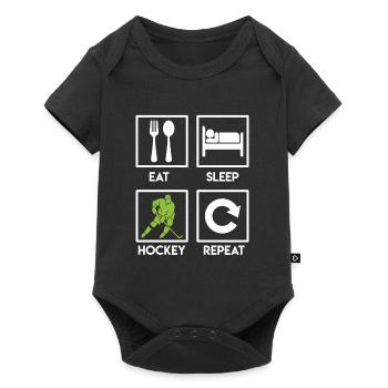 Manger sleep hockey Répéter le hockey sur glace - Body à manches courtes Premium Bébé - noir - Devant