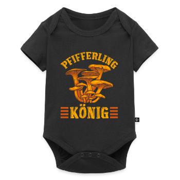 König Pfifferling Pilze Pilzsammler - Baby Premium Kurzarmbody - Schwarz - Vorne