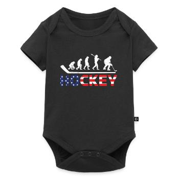 USA Eishockey Spieler Hockey Evolution - Baby Premium Kurzarmbody - Schwarz - Vorne