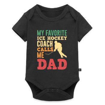 Ice Hockey Coach Hockey Papa - Baby Premium short-sleeve bodysuit - black - Front