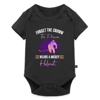 Eishockey vergiss Krönchen Prinzessin trägt Helm - Baby Premium Kurzarmbody - Schwarz - Vorne