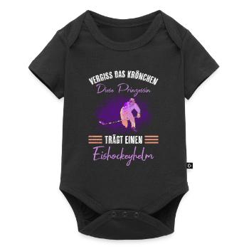 Eishockey vergiss Krönchen Prinzessin trägt Helm - Baby Premium Kurzarmbody - Schwarz - Vorne