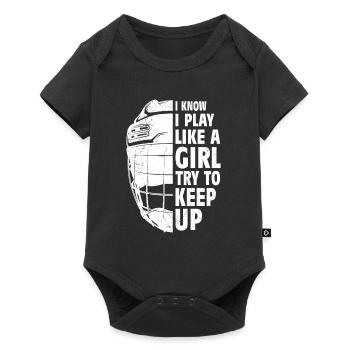 Eishockey Mädchen Hockey - Baby Premium Kurzarmbody - Schwarz - Vorne