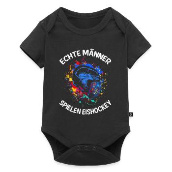 Echte Männer spielen Eishockey - Baby Premium Kurzarmbody - Schwarz - Vorne