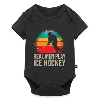 Les vrais gars jouent au hockey sur glace - Body à manches courtes Premium Bébé - noir - Devant