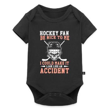 Eishockey Fan sei nett zu mir - Baby Premium Kurzarmbody - Schwarz - Vorne