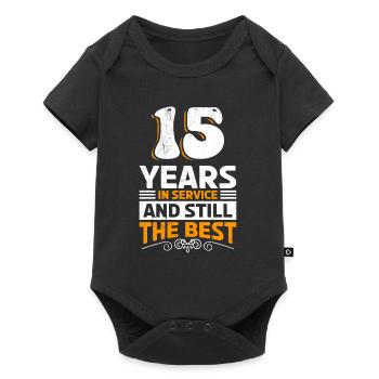 Anniversaire de l’entreprise 15 ans de service - Body à manches courtes Premium Bébé - noir - Devant