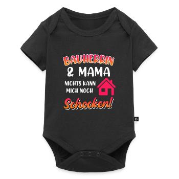 Bauherrin und Mama Eigenheim - Baby Premium Kurzarmbody - Schwarz - Vorne