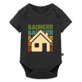 Vintage Bauherr Bauherrin Eigenheim - Baby Premium Kurzarmbody - Schwarz - Vorne
