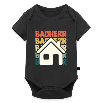 Vintage Bauherr Bauherrin Eigenheim - Baby Premium Kurzarmbody - Schwarz - Vorne