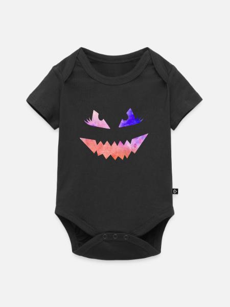Grusel Maske Halloween - Baby Premium Kurzarmbody - Schwarz