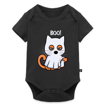 Boo Geister Halloween Katze - Baby Premium Kurzarmbody - Schwarz - Vorne