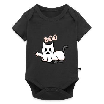 Boo Geister Halloween Katze - Baby Premium Kurzarmbody - Schwarz - Vorne