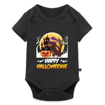 Joyeux chien teckel Halloween - Body à manches courtes Premium Bébé - noir - Devant