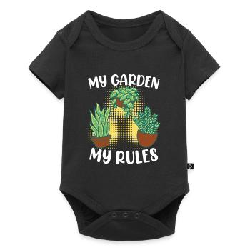 Mein Garten meine Regeln Schrebergarten - Baby Premium Kurzarmbody - Schwarz - Vorne