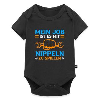 Plumber saying My job is with nipples - Baby Premium short-sleeve bodysuit - black - Front