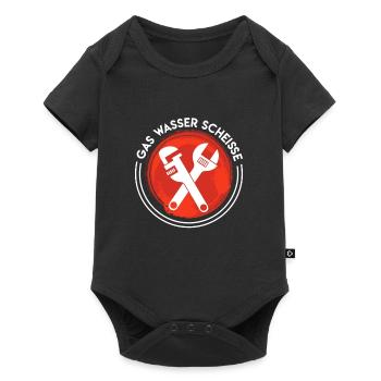 Klempner Spruch Gas Wasser Scheiße - Baby Premium Kurzarmbody - Schwarz - Vorne
