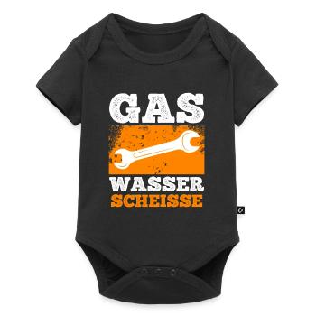 Klempner Spruch Gas Wasser Scheiße - Baby Premium Kurzarmbody - Schwarz - Vorne