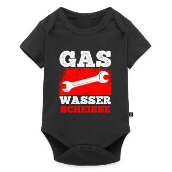 Klempner Spruch Gas Wasser Scheiße - Baby Premium Kurzarmbody - Schwarz - Vorne