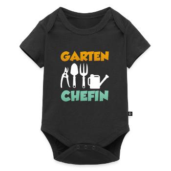 Garten Chefin Gärtnerin Damen Garten - Baby Premium Kurzarmbody - Schwarz - Vorne