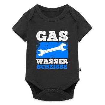 Klempner Spruch Gas Wasser Scheiße - Baby Premium Kurzarmbody - Schwarz - Vorne