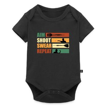 Darts Aim Shoot Swear Repeat Dart Zubehör Darts - Baby Premium Kurzarmbody - Schwarz - Vorne